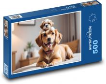 Niedlicher Welpe mit Mama Puzzle 500 Teile - 46 x 30 cm