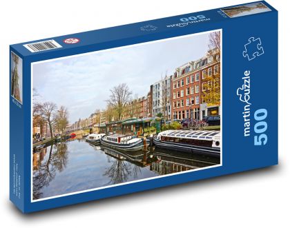 Amsterdam - Holandsko, kanál - Puzzle 500 dielikov, rozmer 46x30 cm 