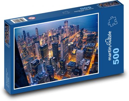 Mrakodrapy v nočním městě - puzzle 500 dílků