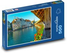 Lucerna - Szwajcaria, most Puzzle 500 elementów - 46x30 cm
