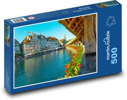 Lucerna - Szwajcaria, most - Puzzle 500 elementów, rozmiar 46x30 cm