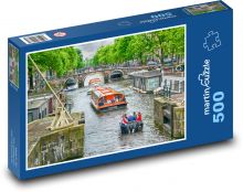 Amstrdam - canal, boats Puzzle of 500 pieces - 46 x 30 cm 