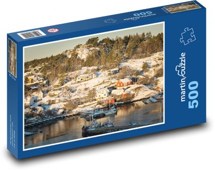 Mesto pokryté snehom - Puzzle 500 dielikov, rozmer 46x30 cm 