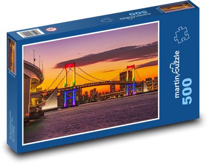 Farebný most pri západe slnka - Puzzle 500 dielikov, rozmer 46x30 cm 