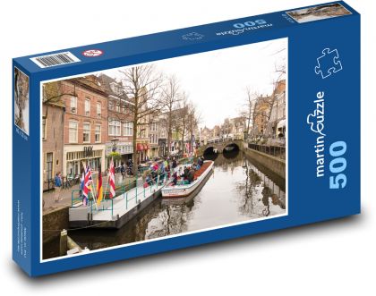 Alkmaar - Holandia, kanały - Puzzle 500 elementów, rozmiar 46x30 cm