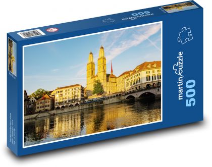 Švýcarsko - Curych, západ slunce - puzzle 500 dílků