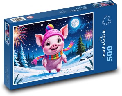 Vysmáté prasátko na Nový rok - puzzle 500 dílků