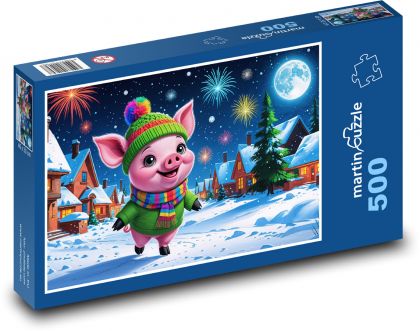 Happy Piggy - Puzzle 500 dielikov, rozmer 46x30 cm 