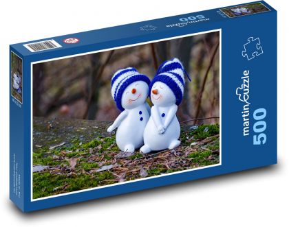 Zakochane bałwany - Puzzle 500 elementów, rozmiar 46x30 cm