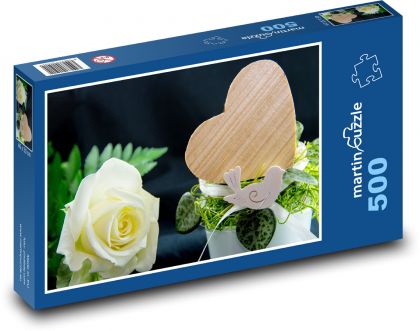 Biela ruža na Valentína - Puzzle 500 dielikov, rozmer 46x30 cm 