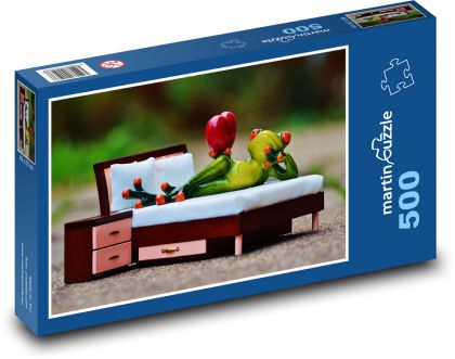 A frog in love with a heart - Puzzle of 500 pieces, size 46x30 cm 