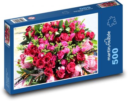 Walentynkowy bukiet róż - Puzzle 500 elementów, rozmiar 46x30 cm