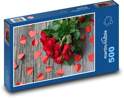 A bouquet of red roses for Valentine´s Day - Puzzle of 500 pieces, size 46x30 cm 