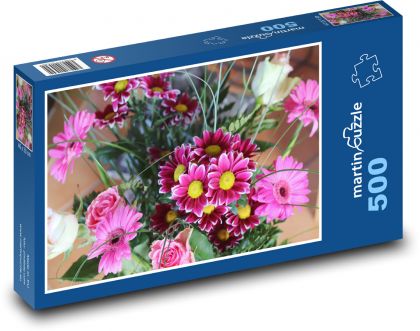Pink Gerberas for Valentine´s Day - Puzzle of 500 pieces, size 46x30 cm 
