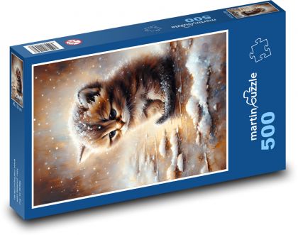 Zmrzlé kotě - puzzle 500 dílků