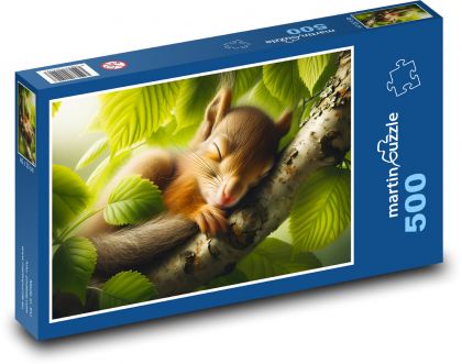 Sleeping squirrel in a tree - Puzzle of 500 pieces, size 46x30 cm 