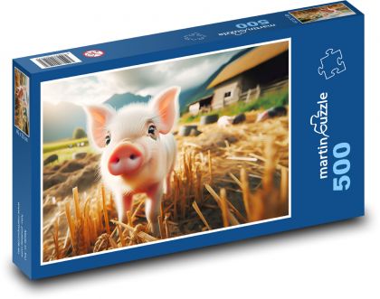 Prosięta w gospodarstwie - Puzzle 500 elementów, rozmiar 46x30 cm