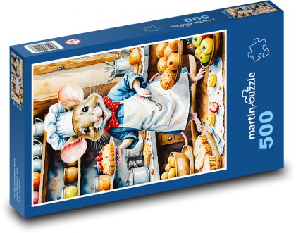 Myš pečie dezerty - Puzzle 500 dielikov, rozmer 46x30 cm 