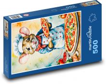 Myš a pizza Puzzle 500 dílků - 46 x 30 cm