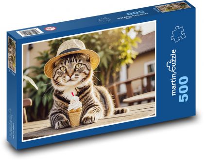 Kočka v klobouku se zmrzlinou - puzzle 500 dílků