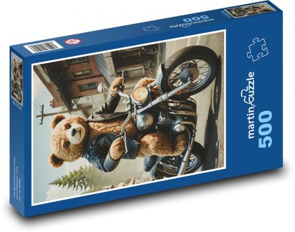 Teddy bear on a motorbike - Puzzle of 500 pieces, size 46x30 cm 