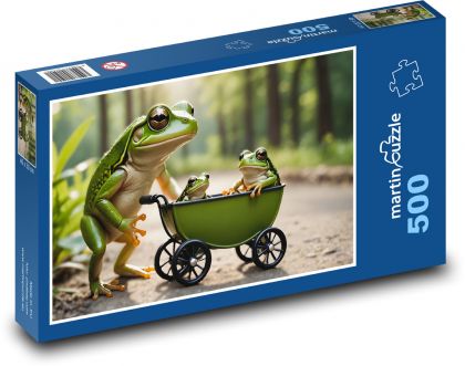A frog carries children in a stroller - Puzzle of 500 pieces, size 46x30 cm 