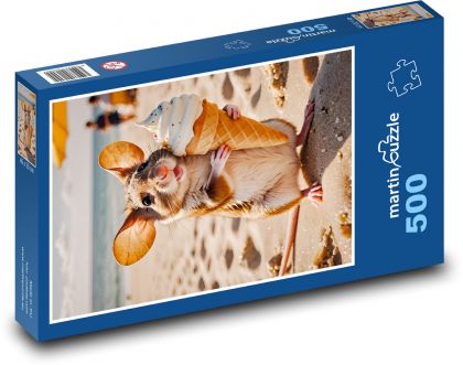 Myš na pláži se zmrzlinou - puzzle 500 dílků