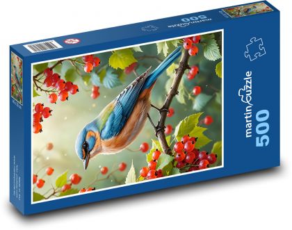 Vták s bobuľami ríbezlí - Puzzle 500 dielikov, rozmer 46x30 cm 