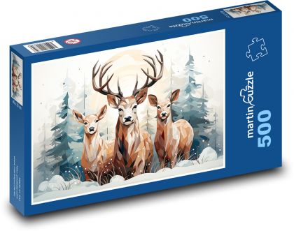 Deer with ropes - Puzzle of 500 pieces, size 46x30 cm 