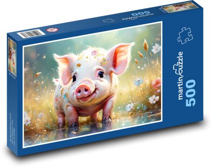 Small Pig - Puzzle of 500 pieces, size 46x30 cm 