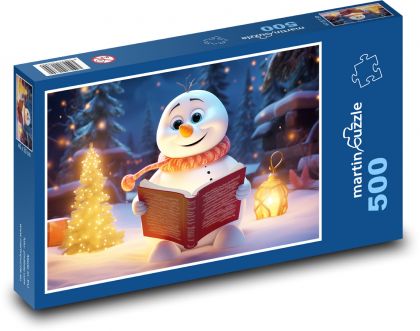Sněhulák s knížkou - puzzle 500 dílků