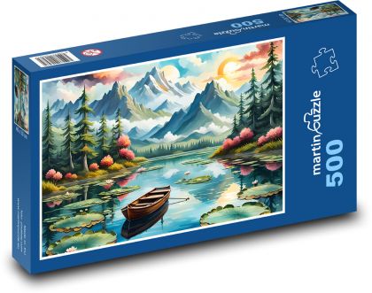 Łódź na jeziorze - Puzzle 500 elementów, rozmiar 46x30 cm