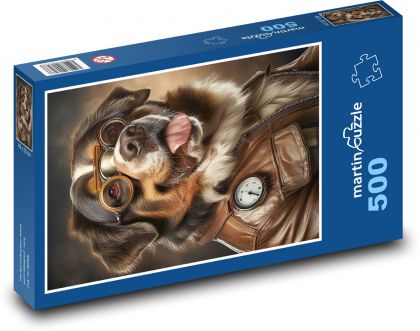 Pies w kurtce - Puzzle 500 elementów, rozmiar 46x30 cm