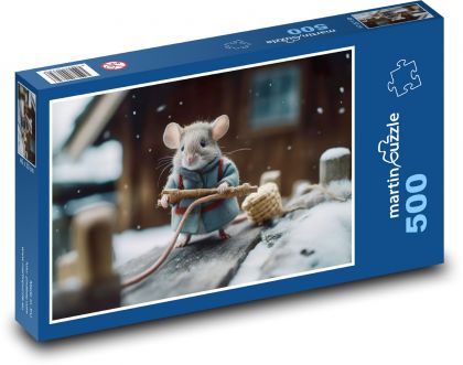 Myš v zime - Puzzle 500 dielikov, rozmer 46x30 cm 