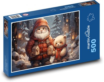 Weihnachtsteddybär mit Weihnachtsmann - Puzzle - 500 Teile