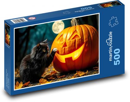 Kürbis und schwarze Katze - Puzzle - 500 Teile