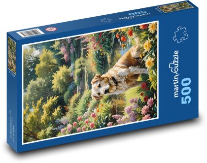 Dog by the pond - Puzzle of 500 pieces, size 46x30 cm 