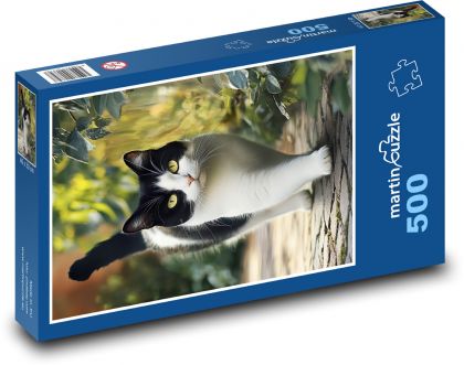 Čierno-biela mačka - Puzzle 500 dielikov, rozmer 46x30 cm 