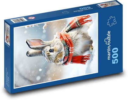 Králik v snehu - Puzzle 500 dielikov, rozmer 46x30 cm 