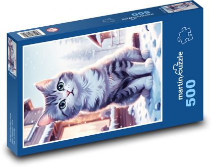 Cat in winter landscape - Puzzle of 500 pieces, size 46x30 cm 
