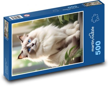 Biały kot - Puzzle 500 elementów, rozmiar 46x30 cm