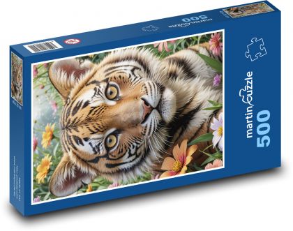 Tiger v jarnom kvete - Puzzle 500 dielikov, rozmer 46x30 cm 