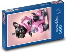 Ein Hund auf einem rosa Motorrad Puzzle 500 Teile - 46 x 30 cm