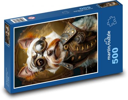 Pies w okularach - Puzzle 500 elementów, rozmiar 46x30 cm