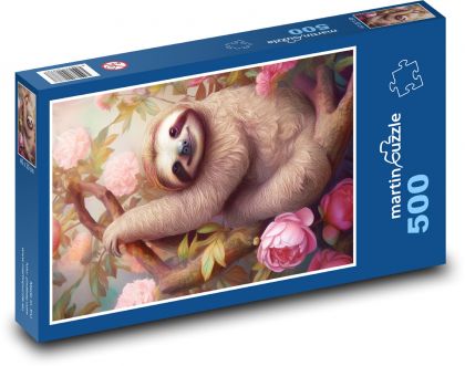 Lenochov v ružových ružiach - Puzzle 500 dielikov, rozmer 46x30 cm 