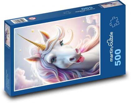 White unicorn - Puzzle of 500 pieces, size 46x30 cm 