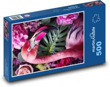 Pták - růžový plameňák Puzzle 500 dílků - 46 x 30 cm