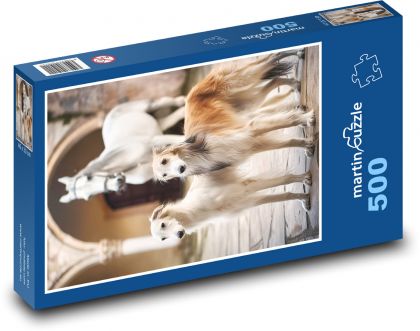 Pies - borzoi - Puzzle 500 elementów, rozmiar 46x30 cm