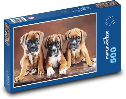 Bokserskie szczenięta - psy - Puzzle 500 elementów, rozmiar 46x30 cm