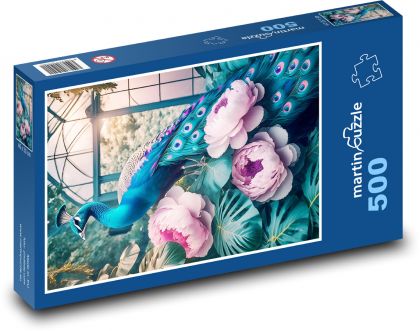Fantasy Peacock - Puzzle 500 elementów, rozmiar 46x30 cm